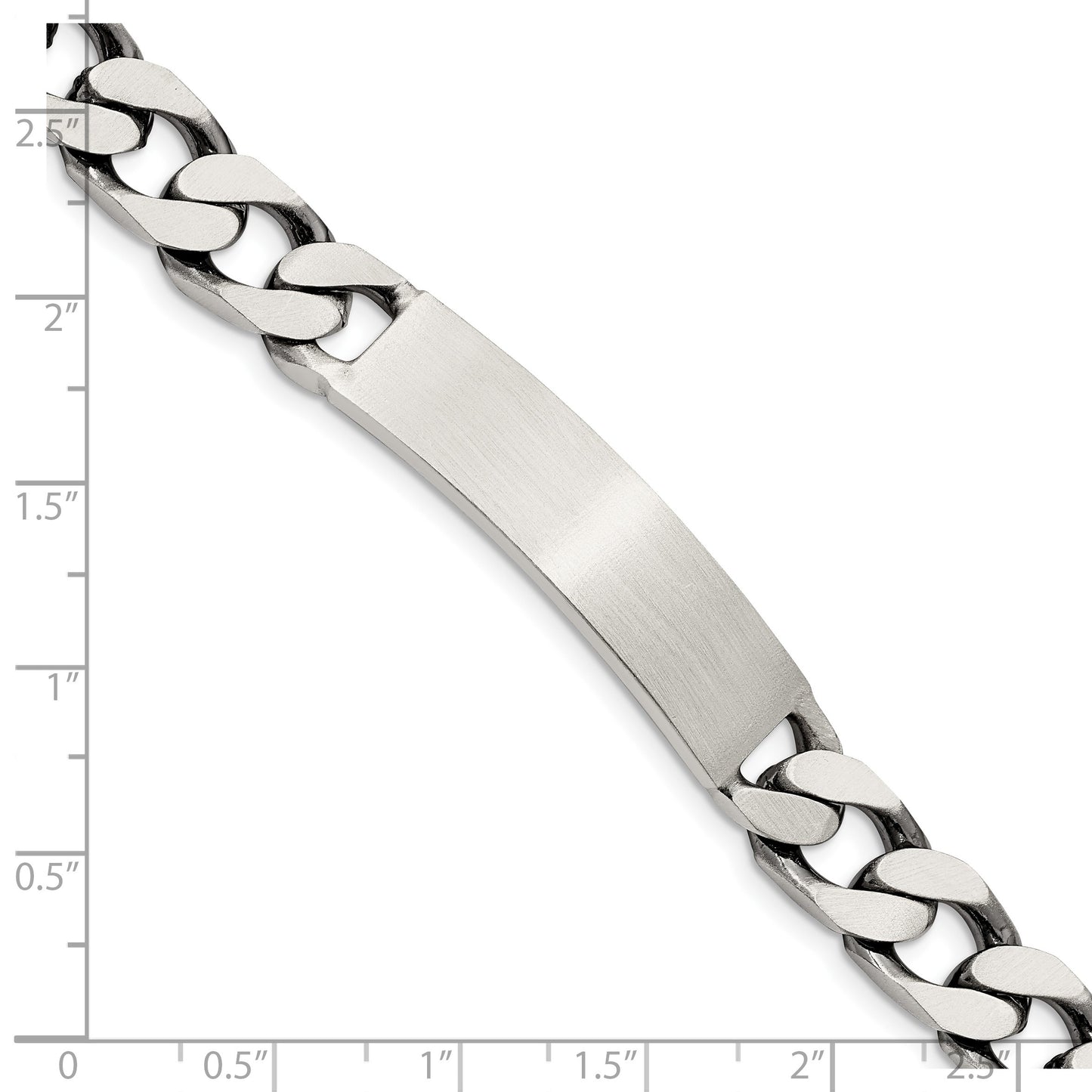 Sterling Silver 8.5inch Engraveable Antiqued Curb Link ID Bracelet