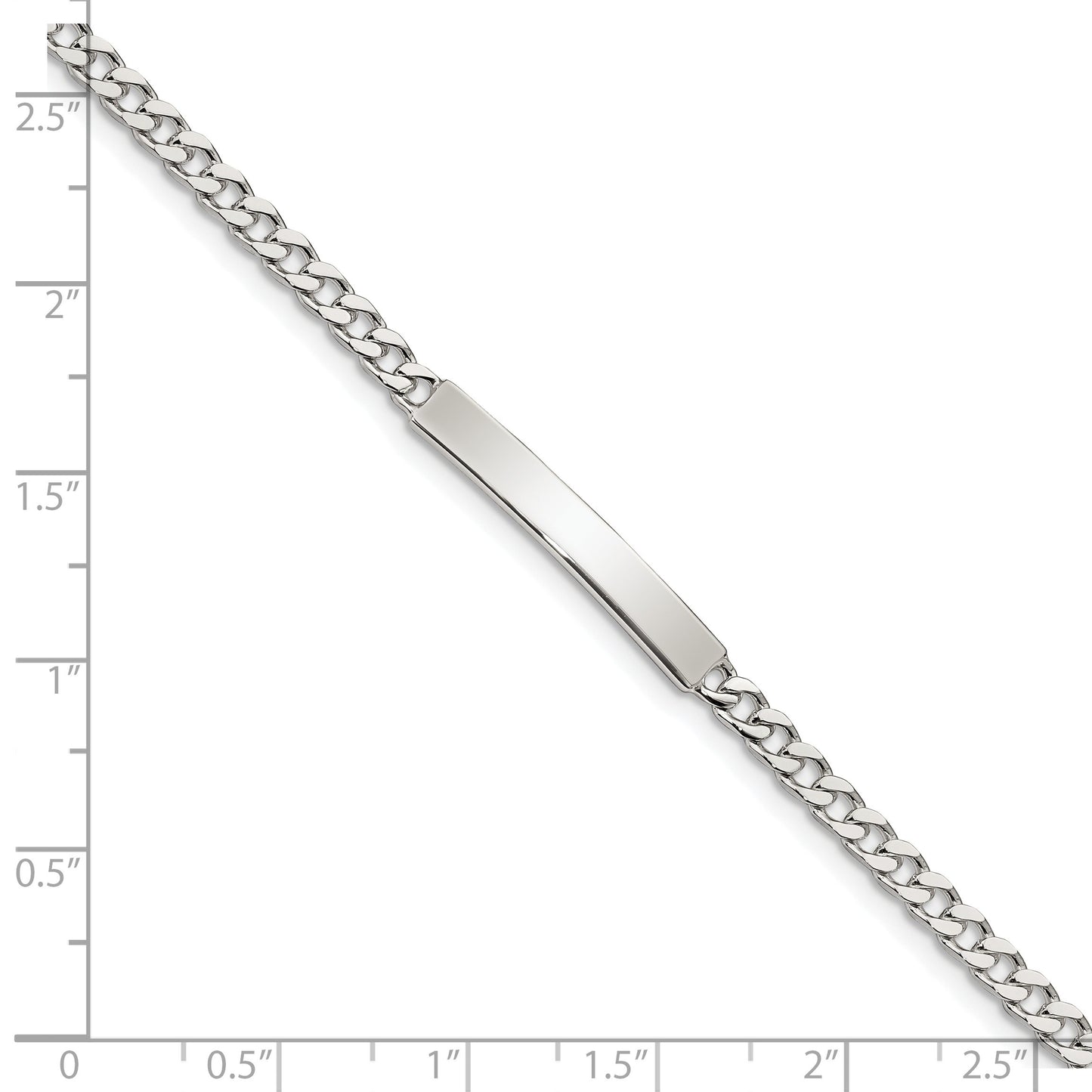Sterling Silver Polished Engravable Curb Link 27x4mm Plate 7 inch ID Bracelet