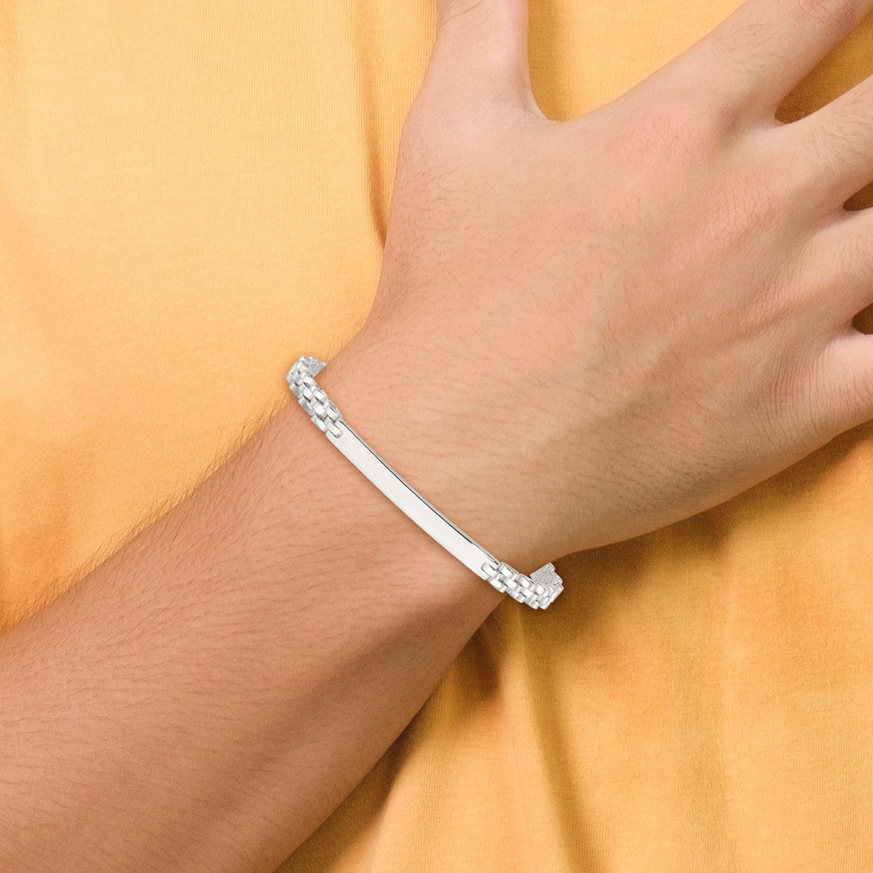 Sterling Silver Polished 4.7mm Fancy Link 8 inch Mens ID Bracelet