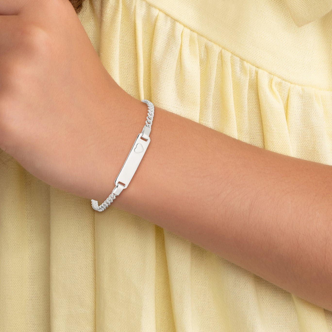 Sterling Silver Baby ID with Heart Bracelet