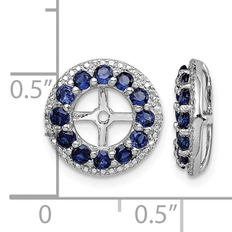 Sterling Silver Rhodium Diam. & Created Sapphire Earring Jacket