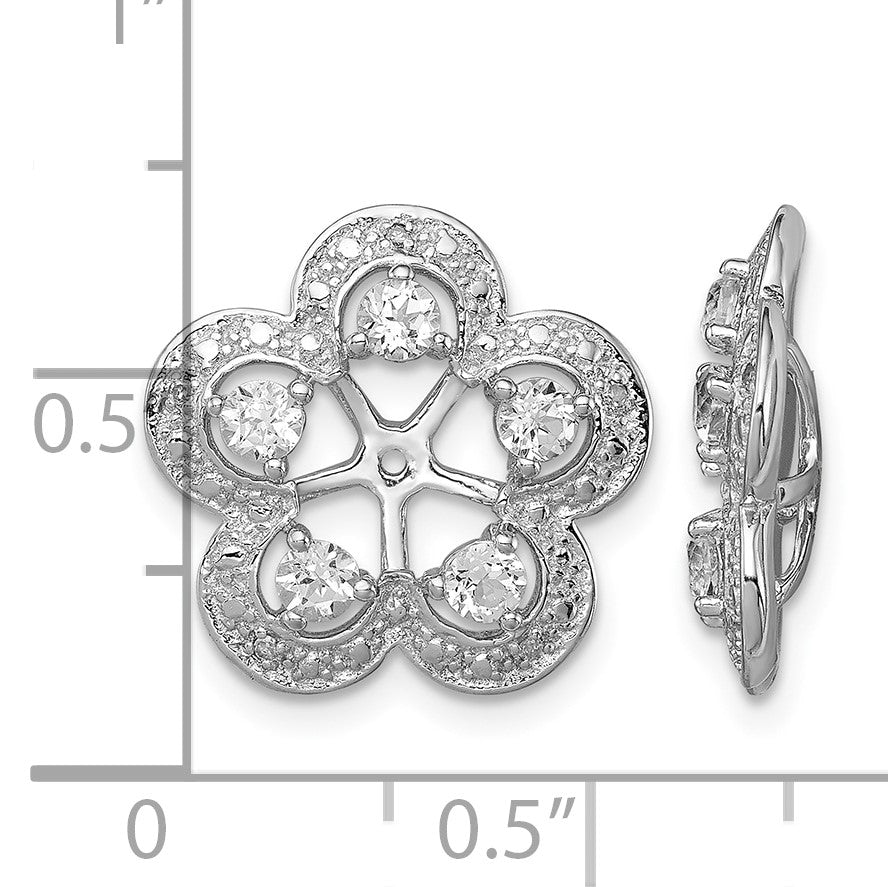 Sterling Silver Rhodium Diam. & White Topaz Earring Jacket