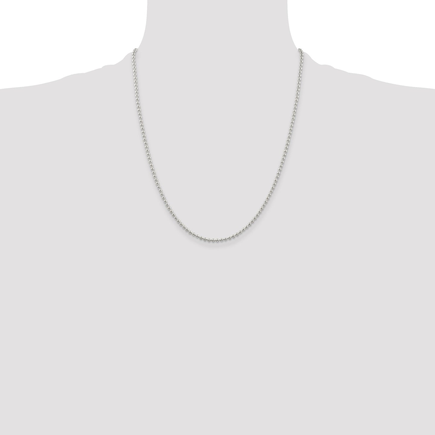 Sterling Silver 2.35mm Beaded Chain w/4in ext.