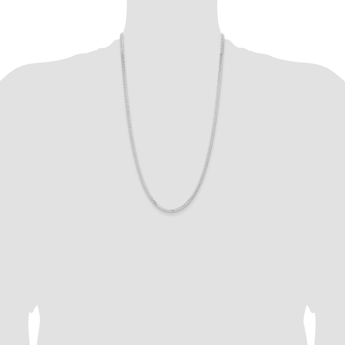 Sterling Silver Rhodium-plated 3.15mm Flat Curb Chain