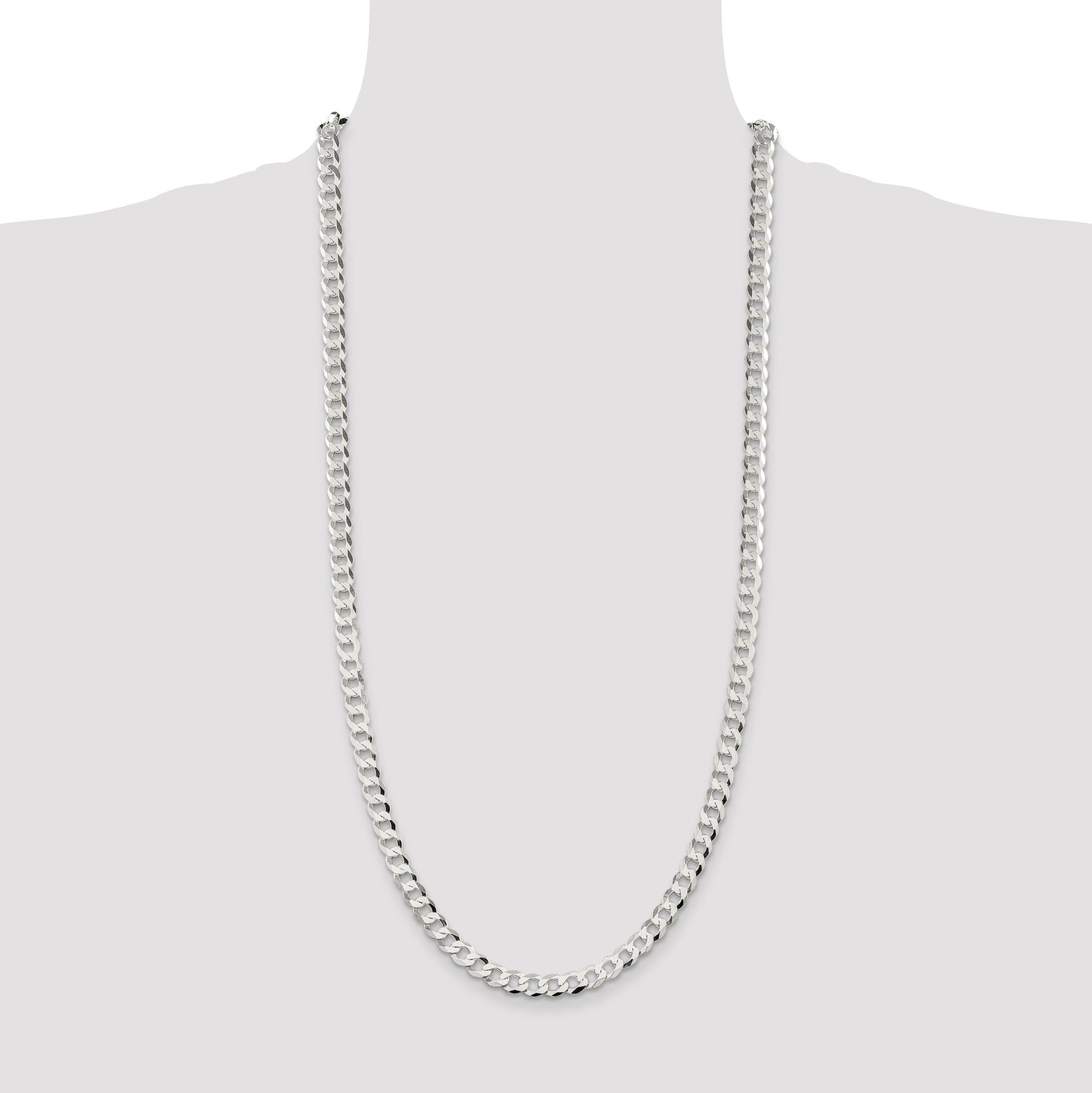 Sterling Silver 6.8mm Flat Curb Chain
