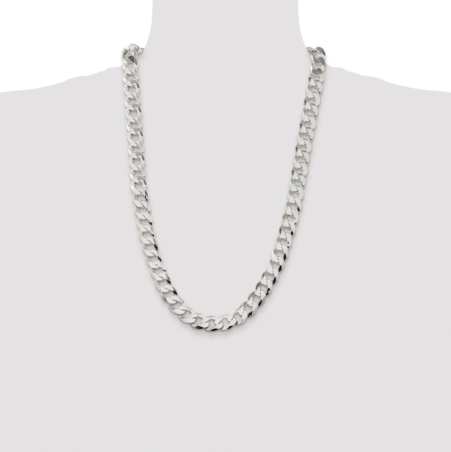 Sterling Silver Rhodium-plated 11.75mm Flat Curb Chain