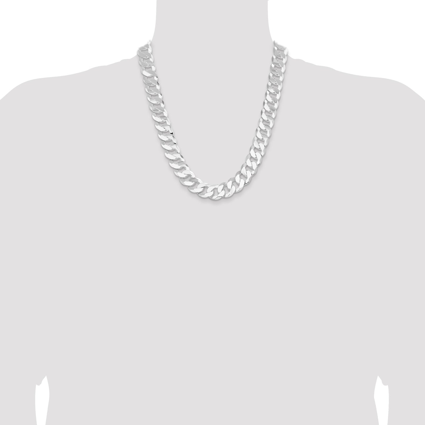 Sterling Silver 16mm Flat Curb Chain