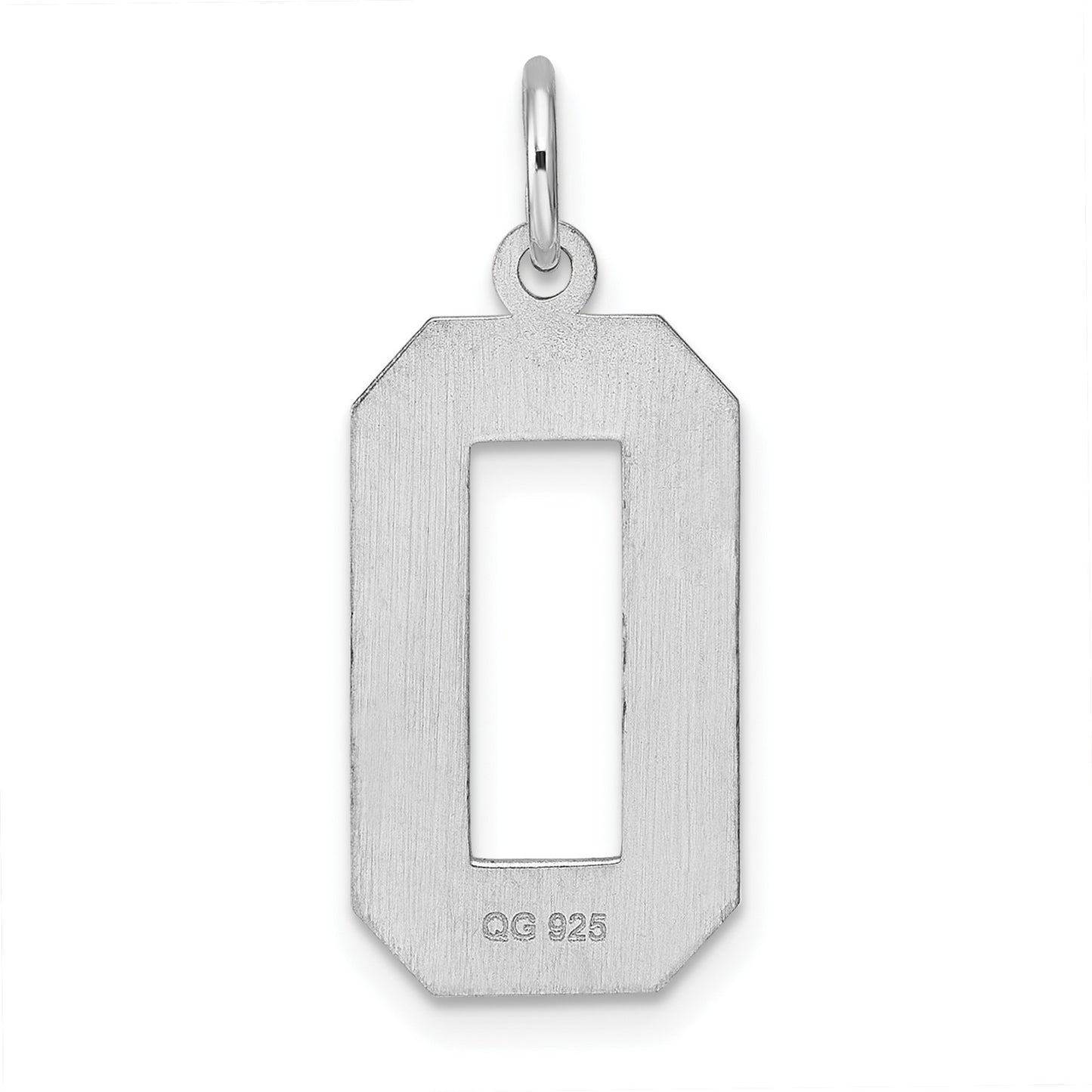 Sterling Silver Rhodium-plated Large Diamond-cut #0 Charm