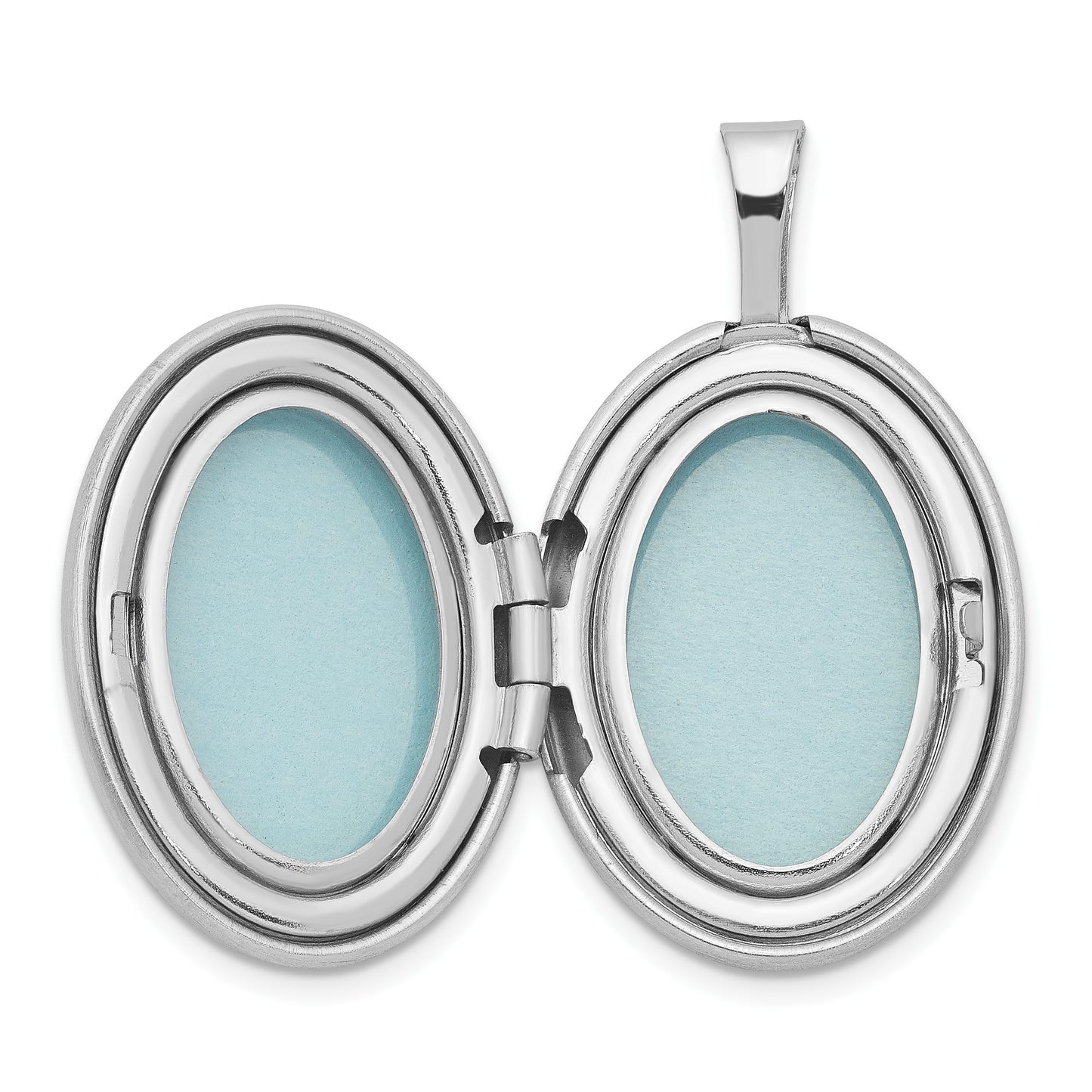 Sterling Silver Rhodium-plated 19mm Diamond Polished/Satin Star Oval Locket