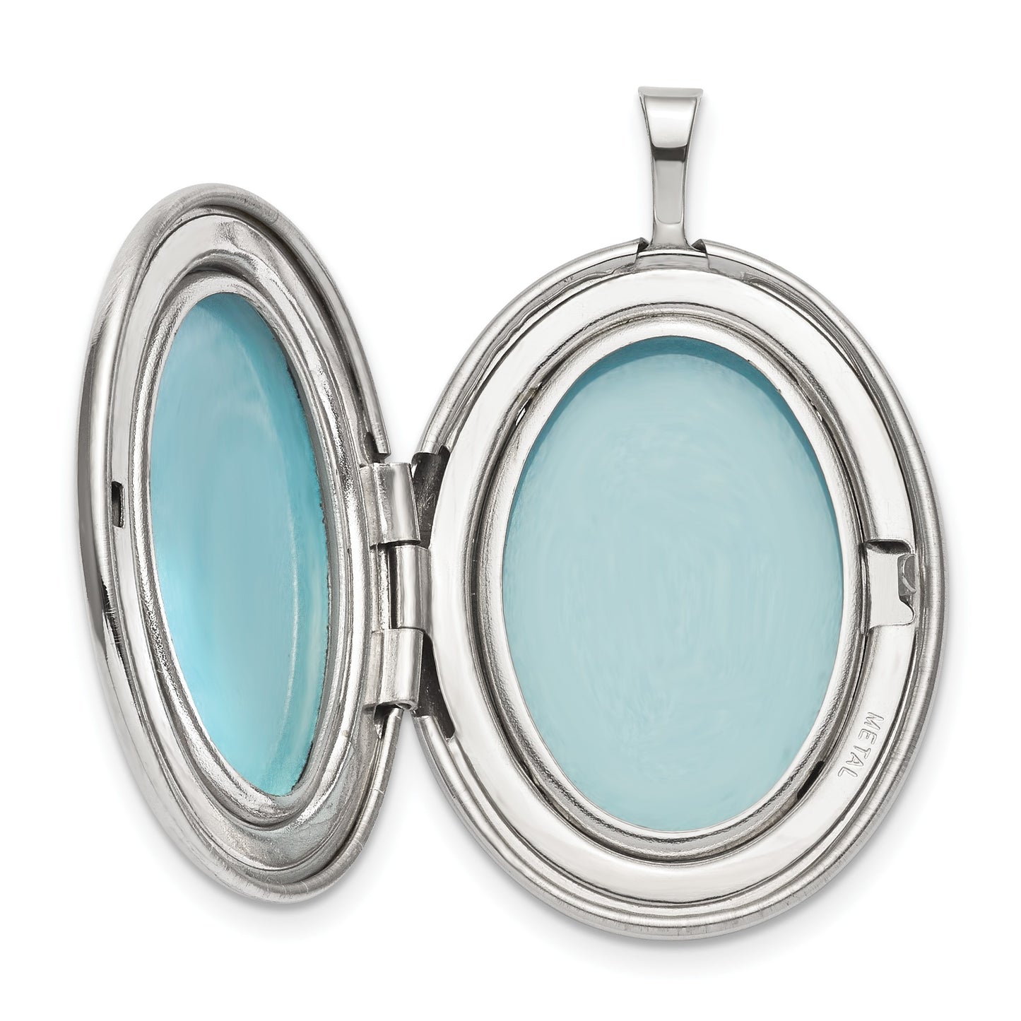 Sterling Silver Rhod-pltd 20mm LOVE TO THE MOON Diamond Oval Locket