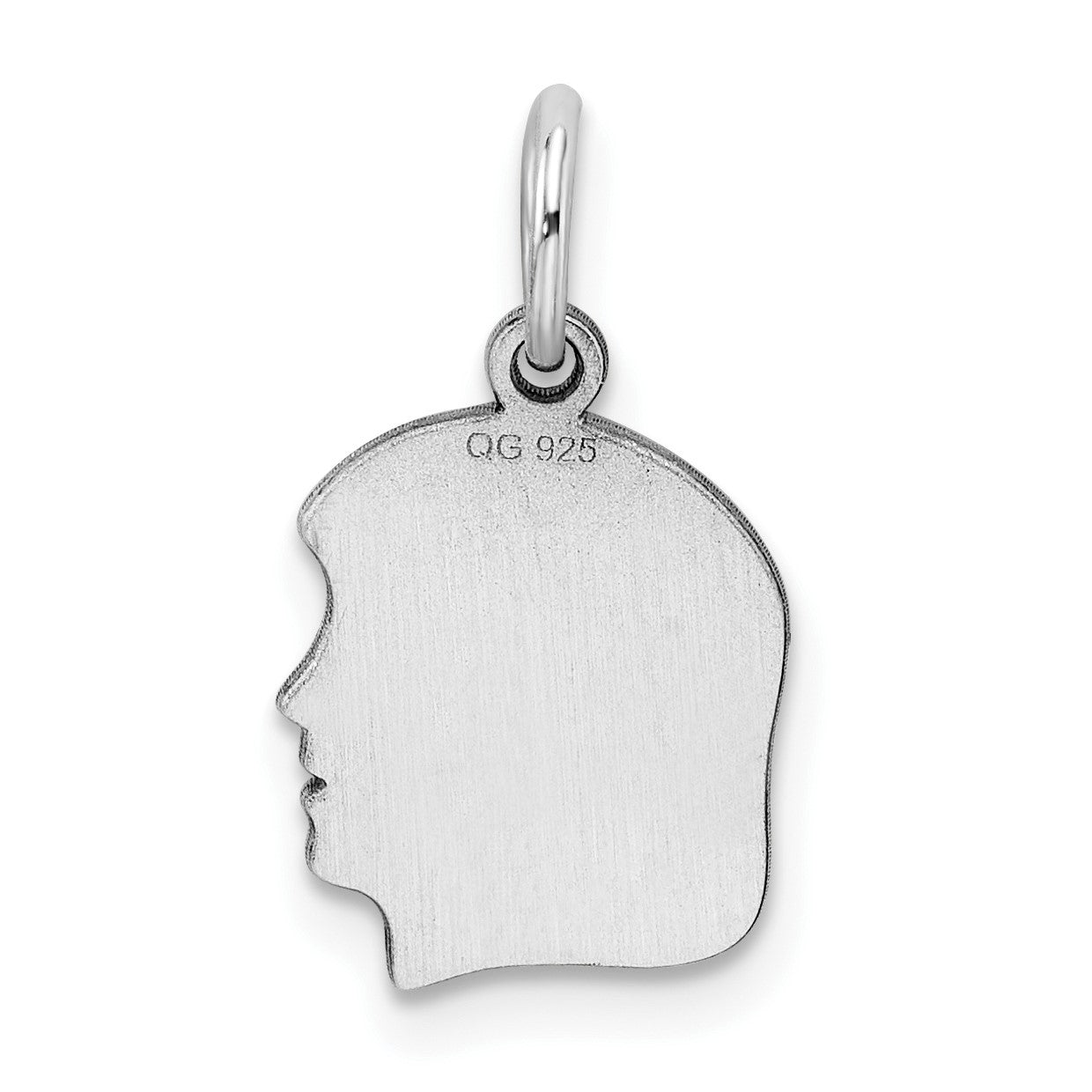 SSilver Rh-plt Engravable Girl Polished Front/Satin Back Disc Charm