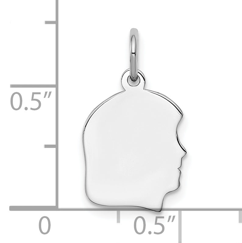SSilver Rh-plt Engravable Girl Polished Front/Satin Back Disc Charm