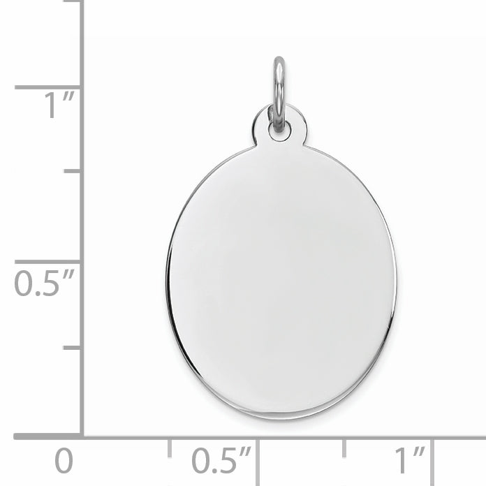 Sterling Silver Rhod-plate Eng. Oval Polish Front/Satin Back Disc Charm