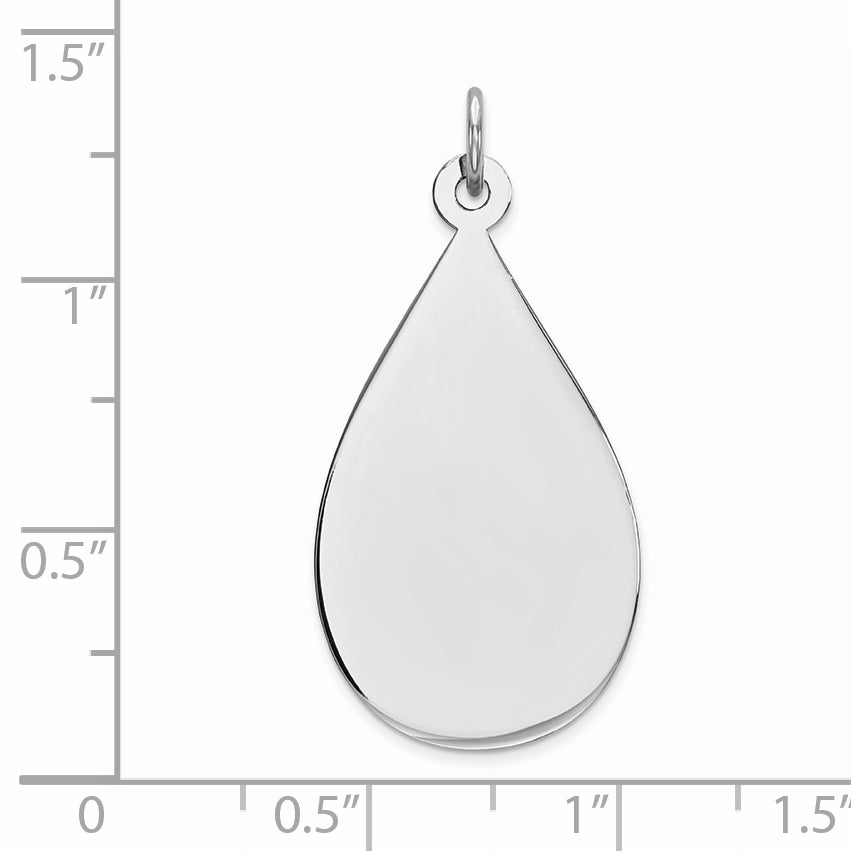 SSilver Rh-plt Engravable Teardrop Polished Front/Satin Back Disc Charm