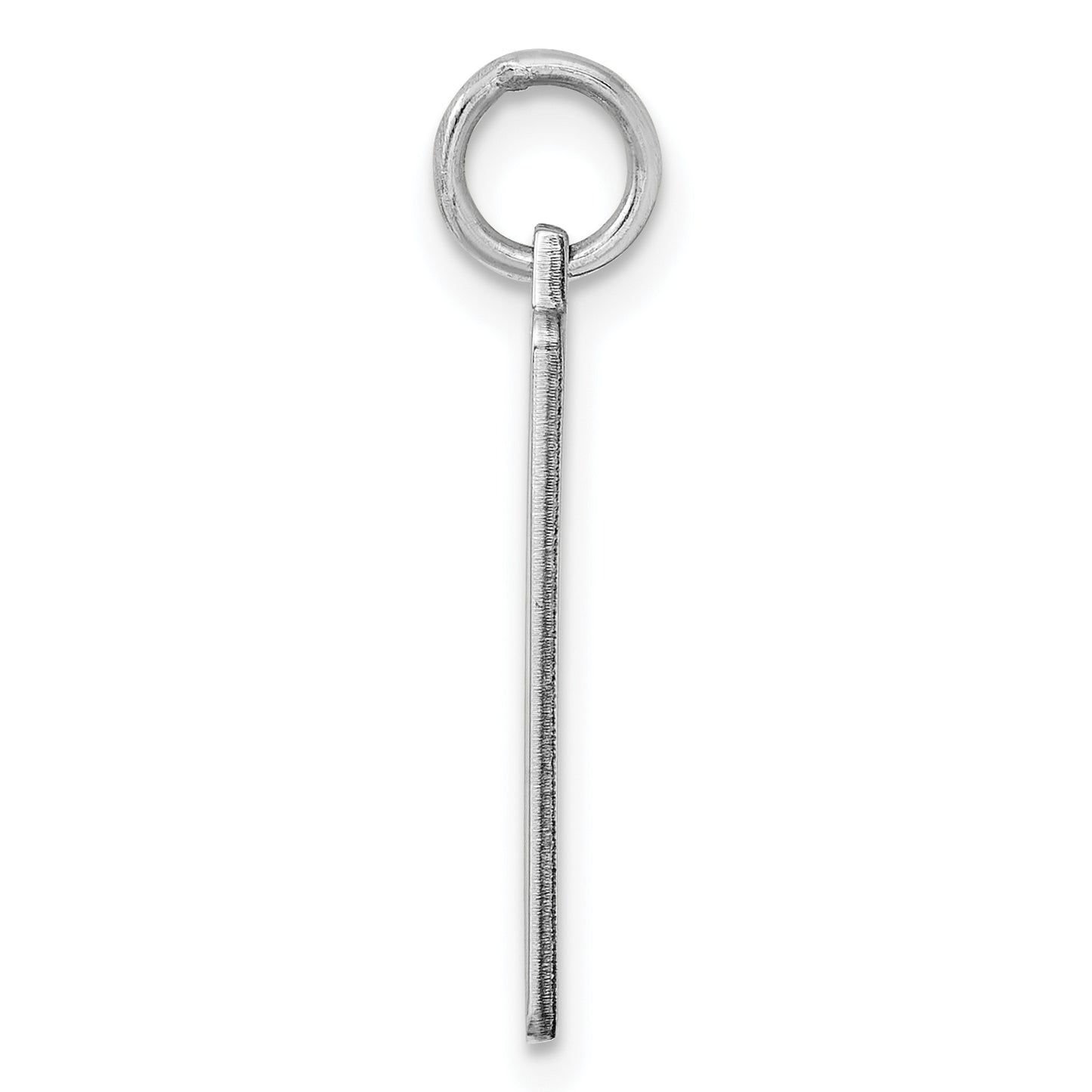 Sterling Silver Rhod-plate Eng. Rect. Polish Front/Satin Back Disc Charm