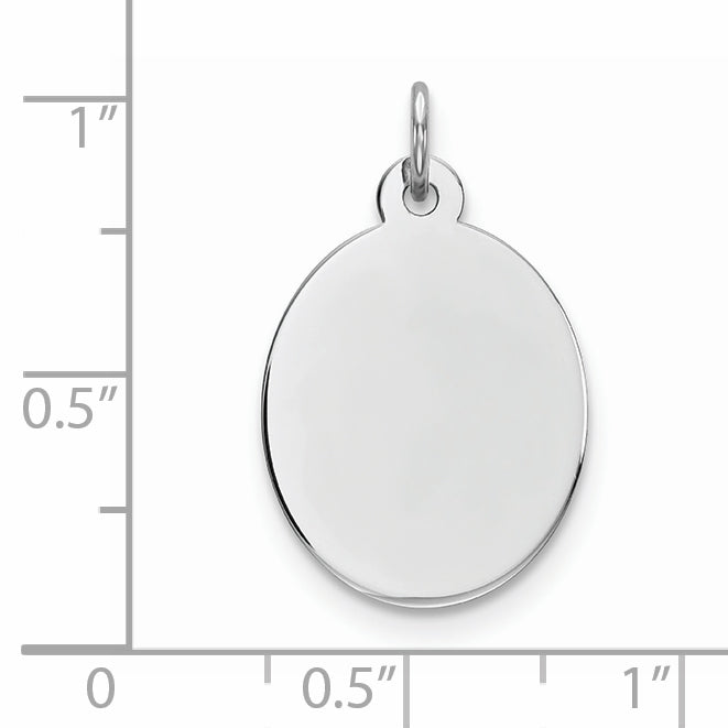Sterling Silver Rhod-plate Eng. Oval Polish Front/Satin Back Disc Charm