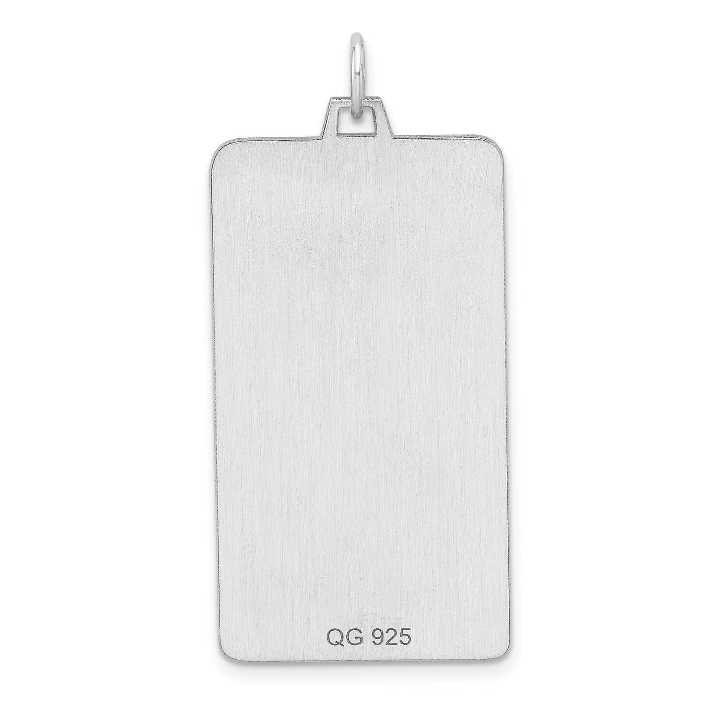 Sterling Silver Rhod-plate Eng. Rect. Polish Front/Satin Back Disc Charm