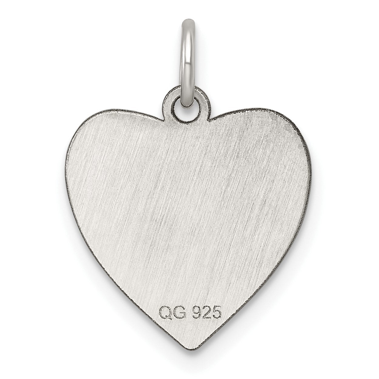 SS Rh-plt Engraveable Heart Polished Front/Satin Back Disc Charm