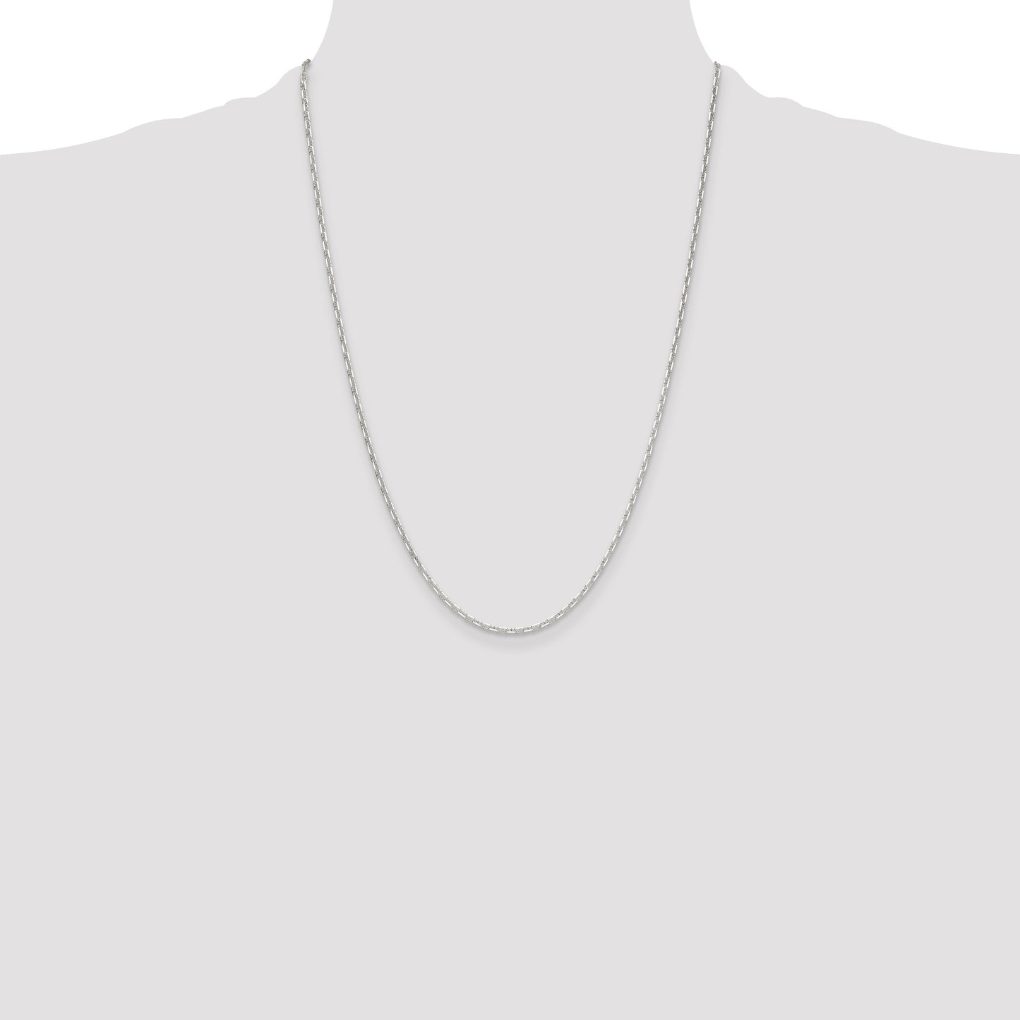 Sterling Silver Polished and D/C 2mm Mariner Link Chain