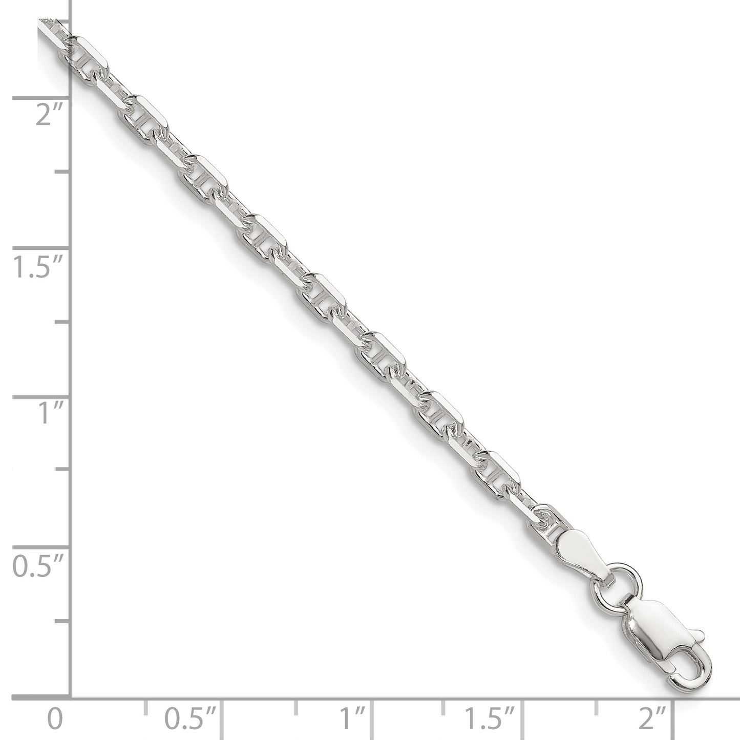 Sterling Silver Polished and D/C 3mm Mariner Link Chain
