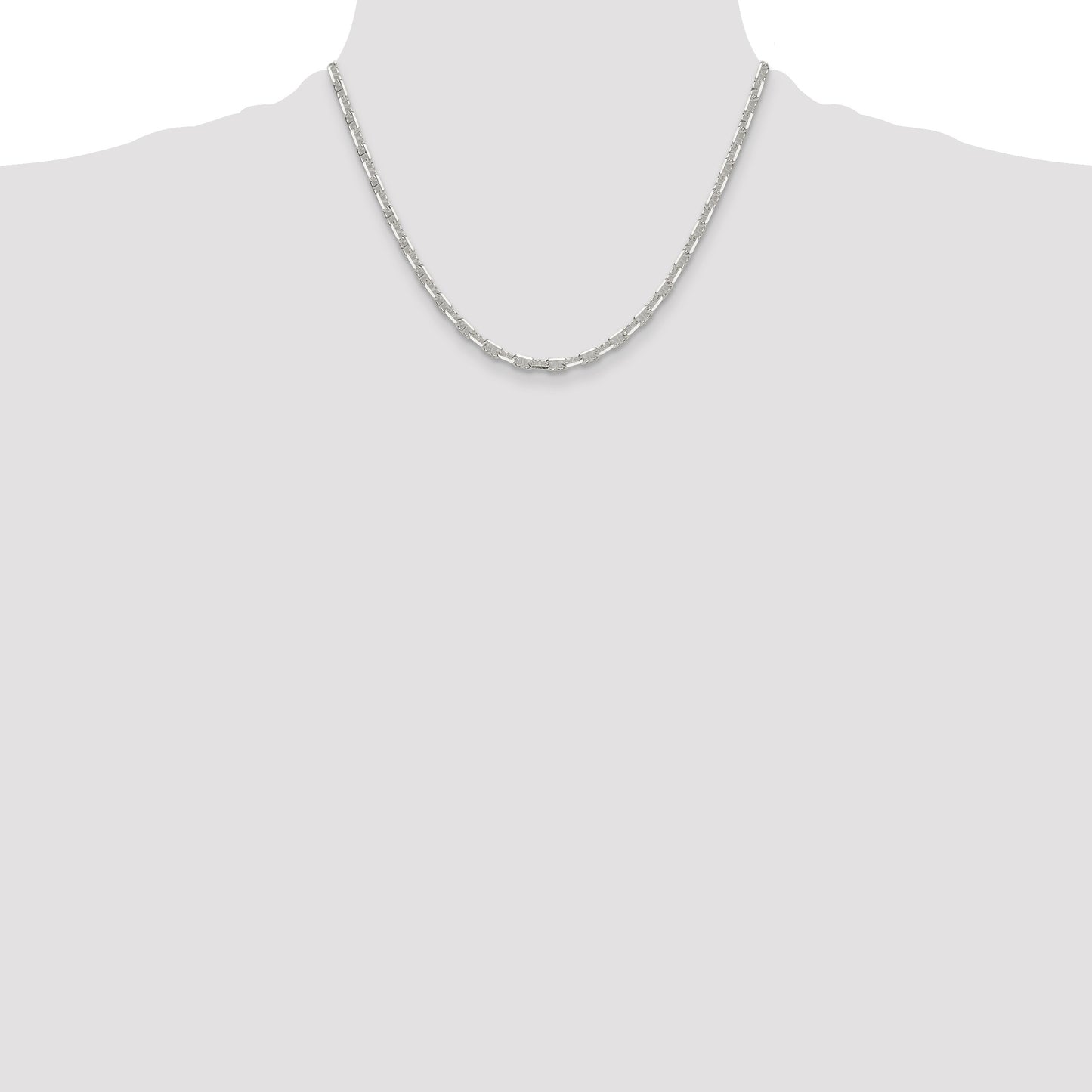 Sterling Silver Polished and D/C 3.75mm Mariner Link Chain