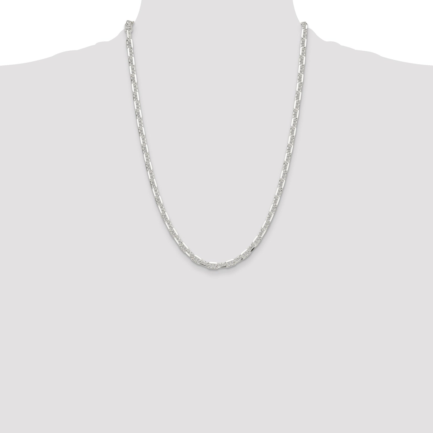 Sterling Silver Polished and D/C 5.5mm Mariner Link Chain
