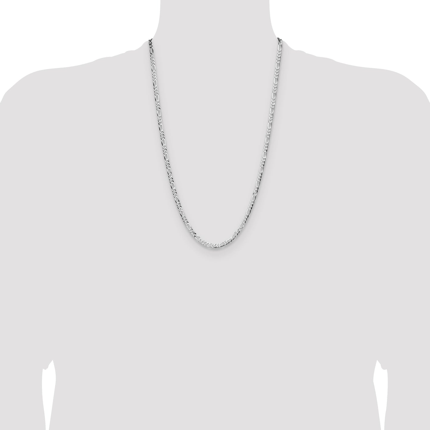 Sterling Silver 4.0mm Lightweight Flat Figaro Chain