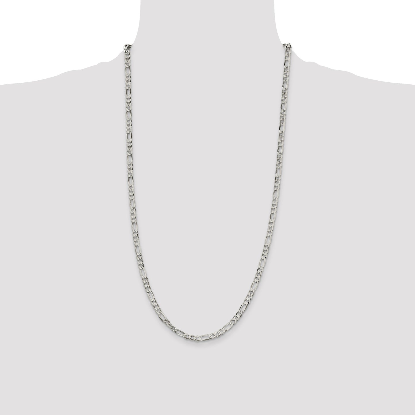 Sterling Silver 4.5mm Lightweight Flat Figaro Chain