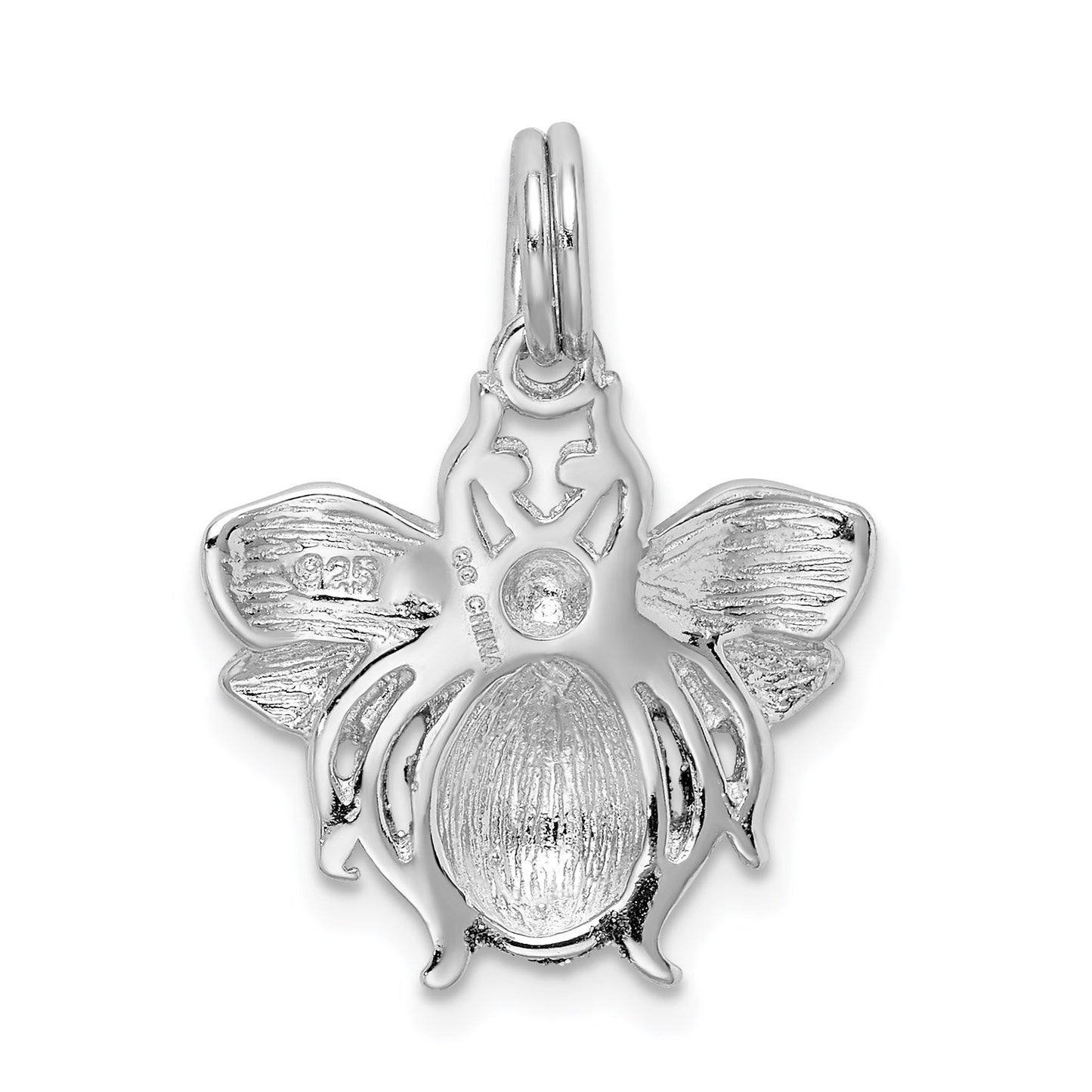 Sterling Silver Rhodium-plated Blue/Green & Yellow Enamel Bee Charm