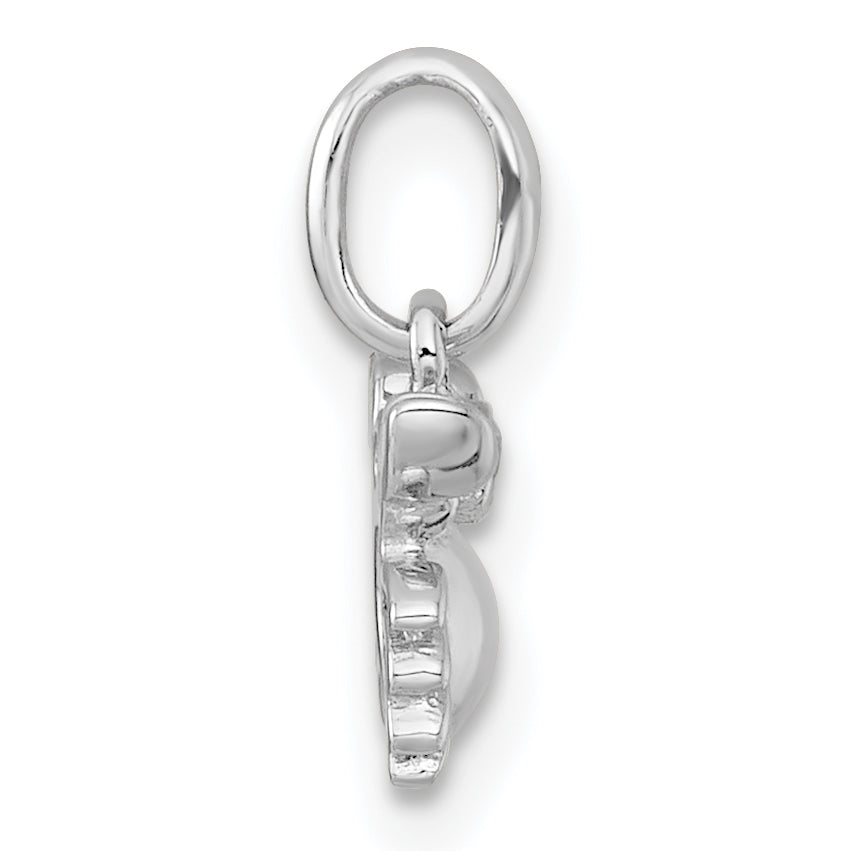 Sterling Silver Rhodium-plated Polished Black Enamel and White CZ Crab Childrens Pendant