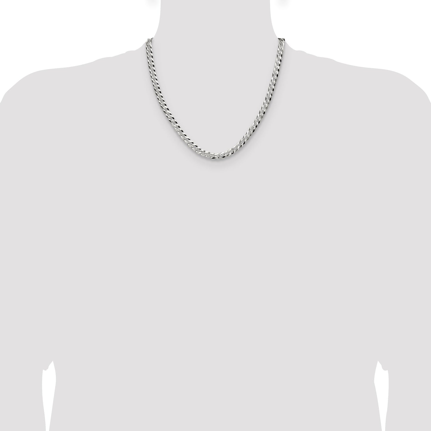 Sterling Silver 5.9mm Flat D/C Pave Curb Chain