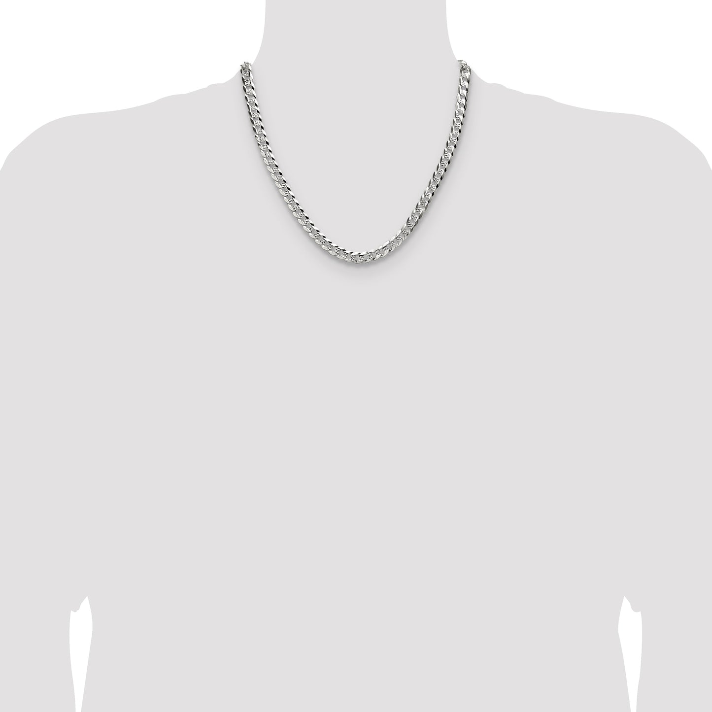 Sterling Silver 6.75mm Flat D/C Pave Curb Chain