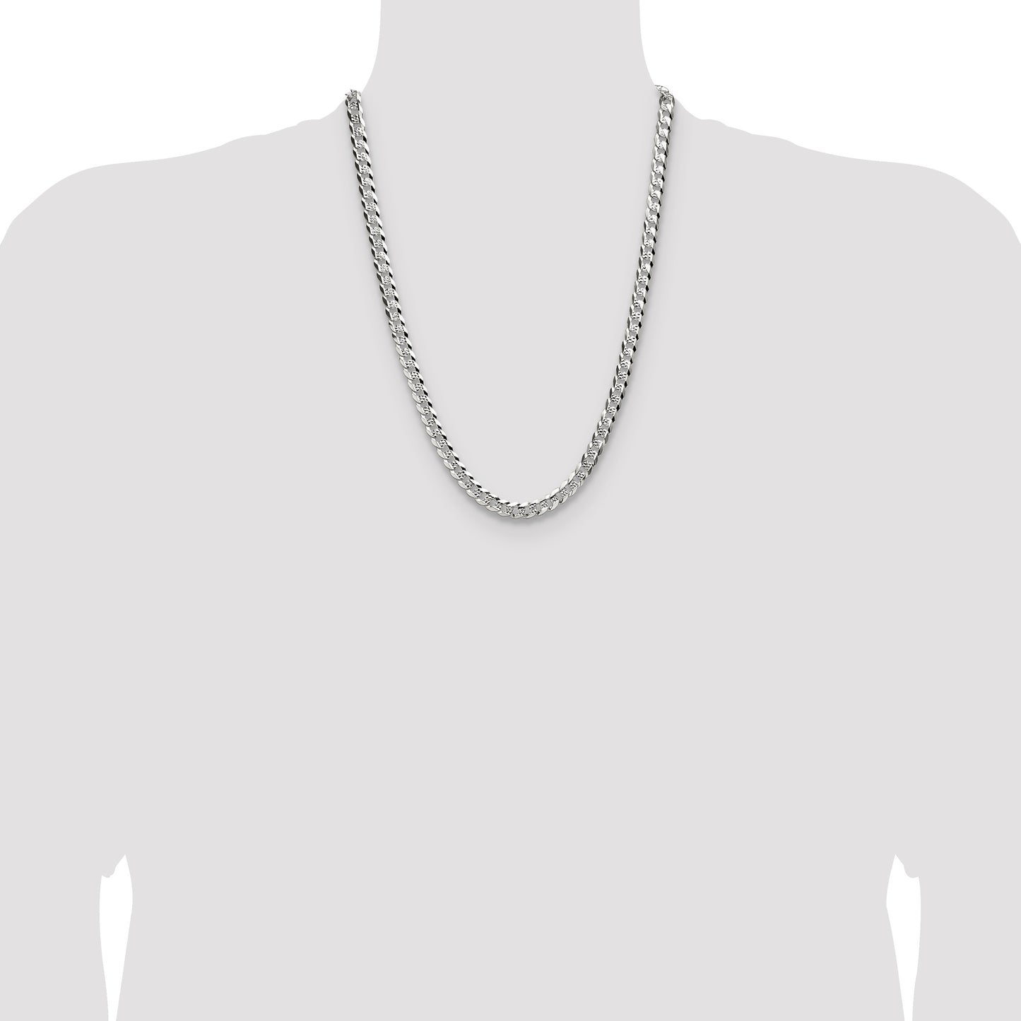 Sterling Silver 6.75mm Flat D/C Pave Curb Chain
