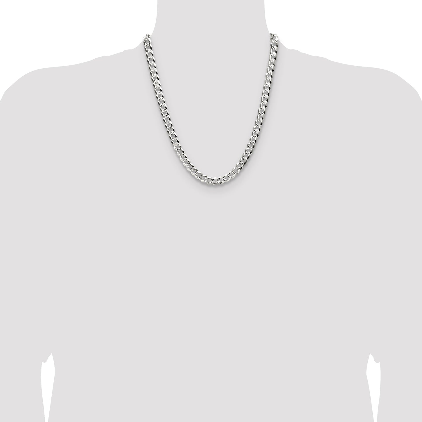 Sterling Silver 8.25mm Flat D/C Pave Curb Chain