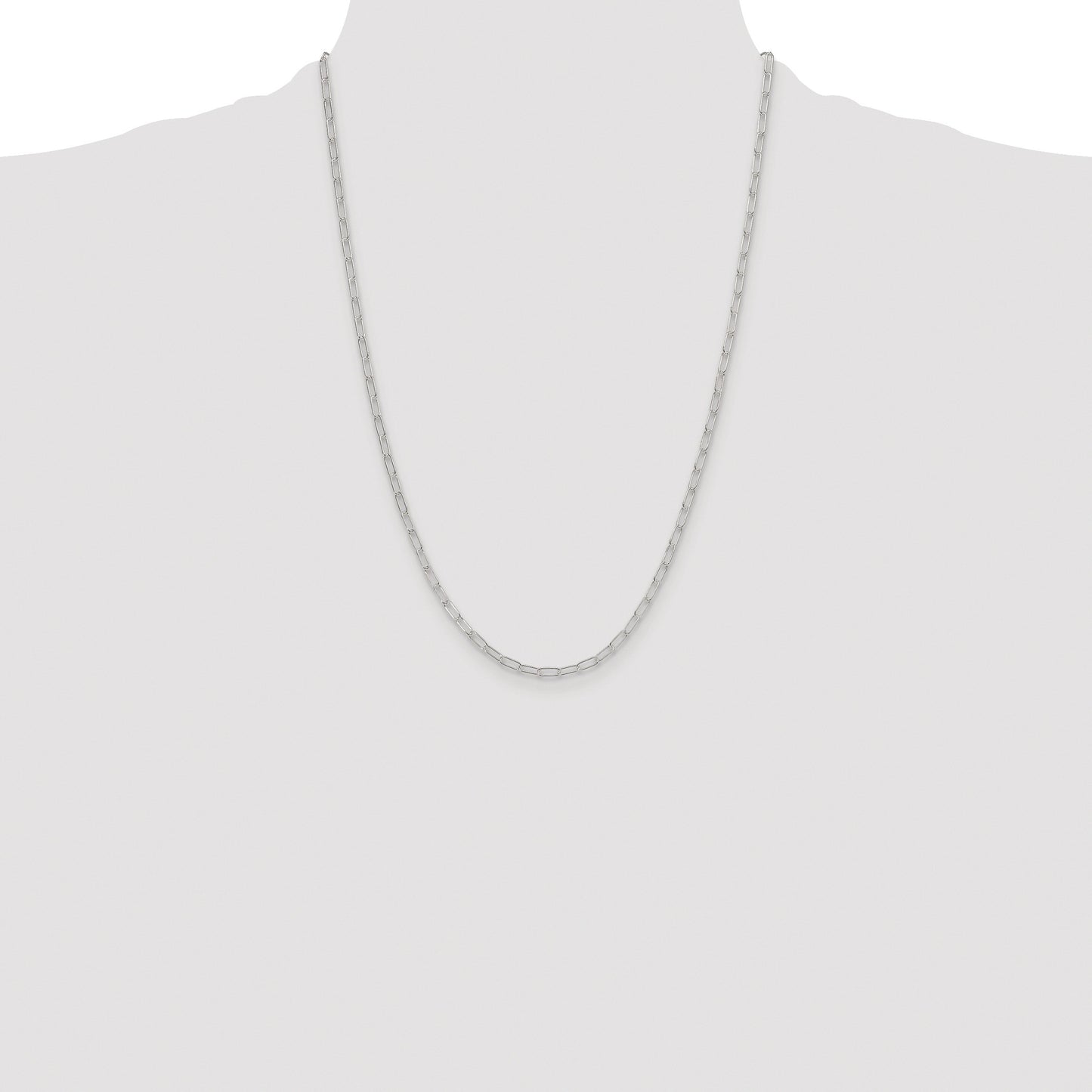Sterling Silver Rhodium-plated Polished 2.9mm Paperclip Chain