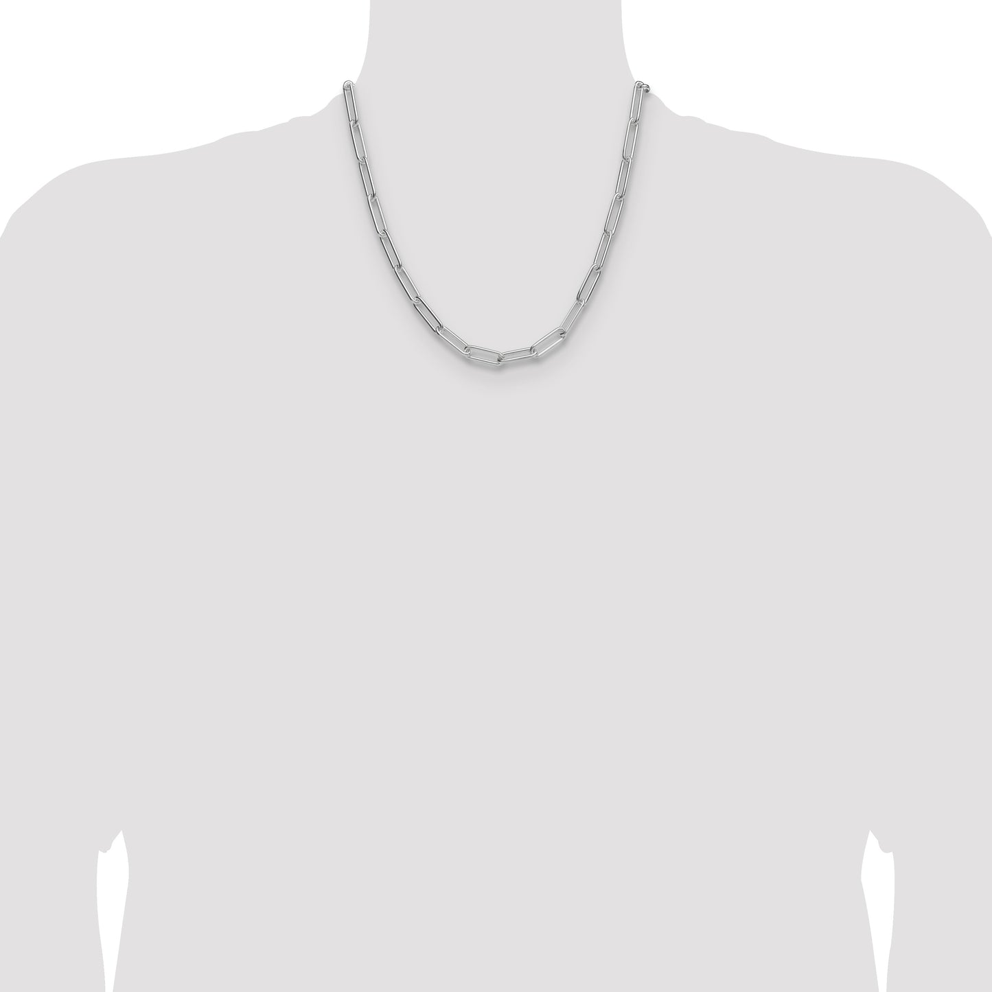 Sterling Silver Rhodium-plated Polished 6.5mm Paperclip Chain