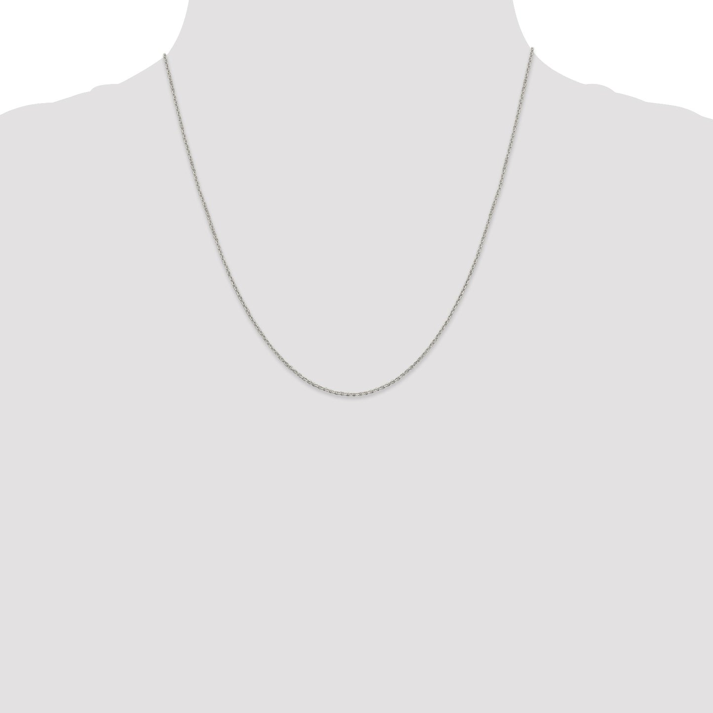 Sterling Silver Rhodium-plated 1.25mm Diamond-cut Forzantine Cable Chain
