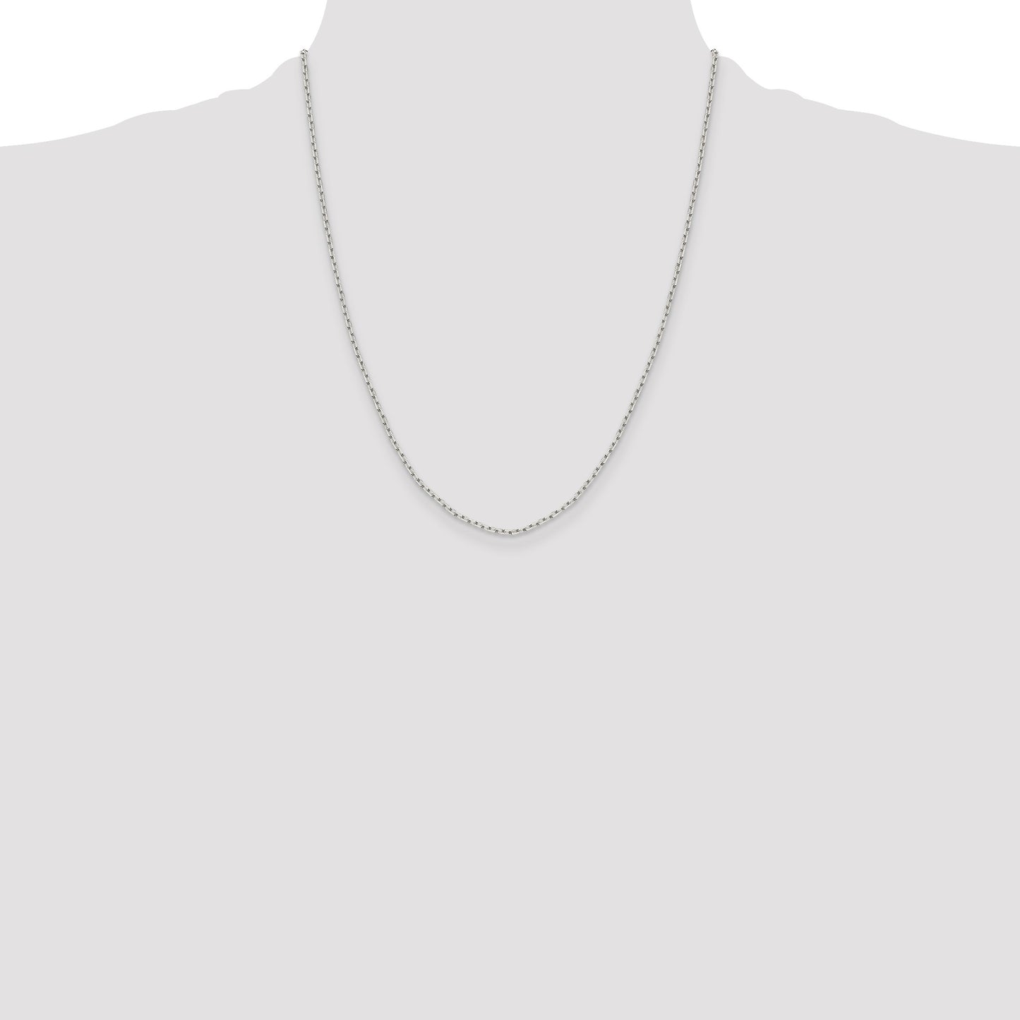 Sterling Silver 1.65mm Diamond-cut Long Link Cable Chain