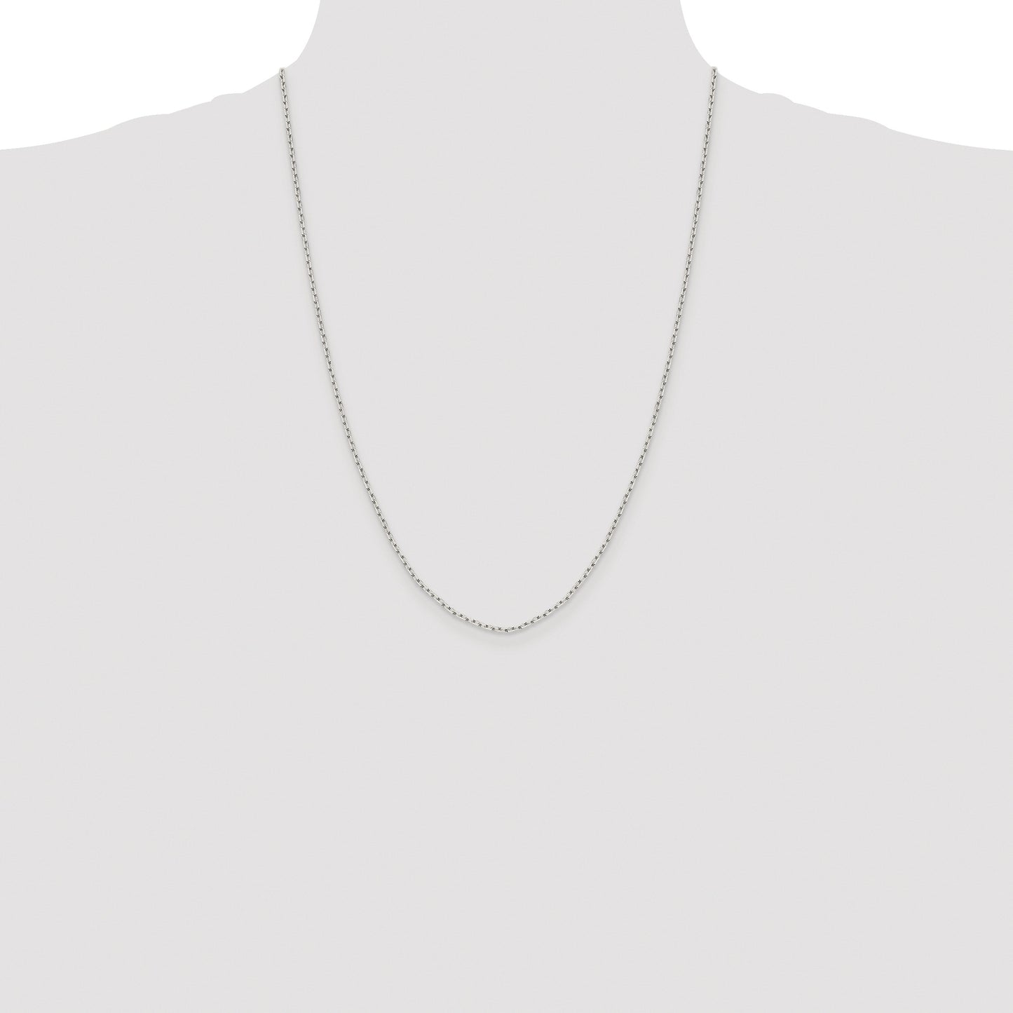 Sterling Silver Rhodium-plated 1.65mm Diamond-cut Long Link Cable Chain