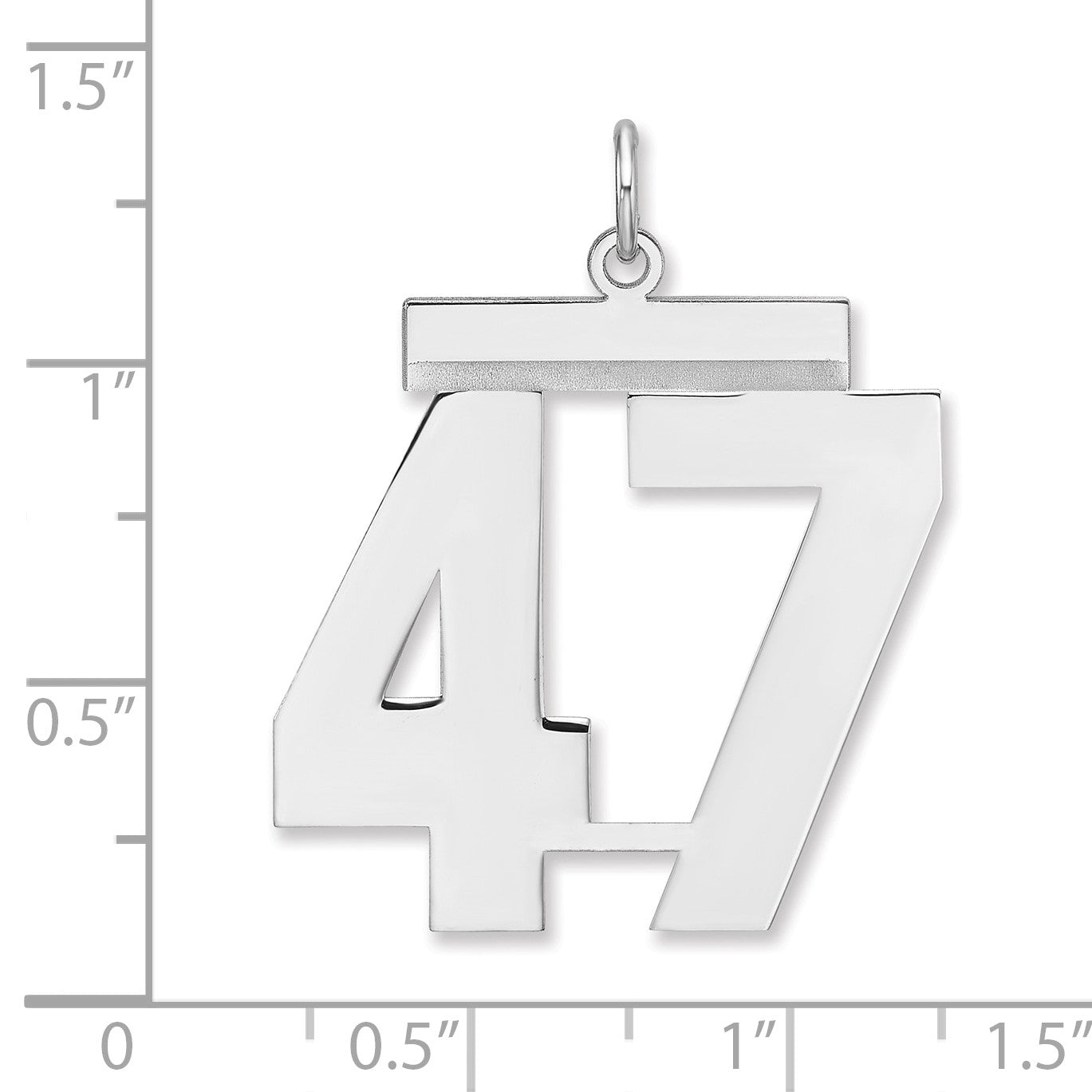 Sterling Silver/Rhodium-plated Polished Number 47 Charm