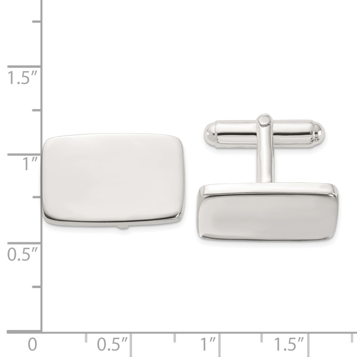 Sterling Silver Rhodium-plated Polished Rectangle Cuff Links