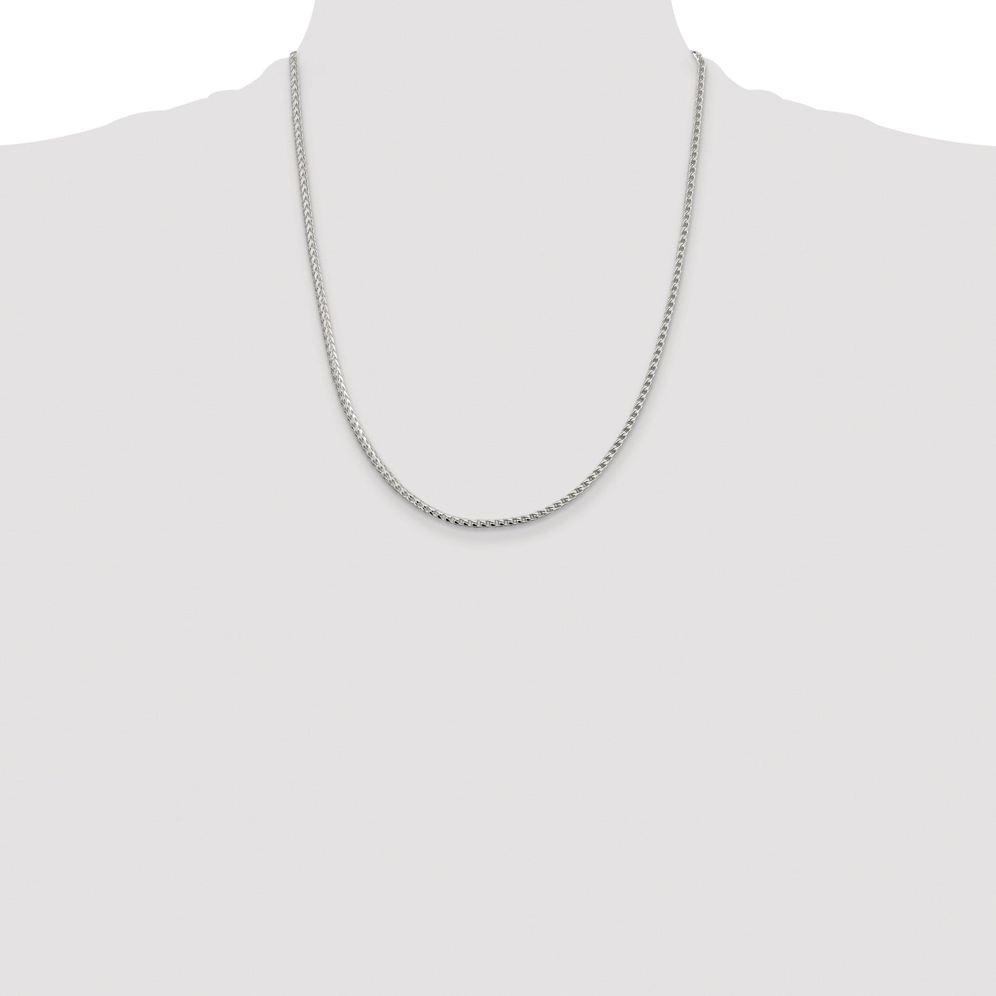 Sterling Silver Rhodium-plated 2.55mm D/C Square Franco Chain