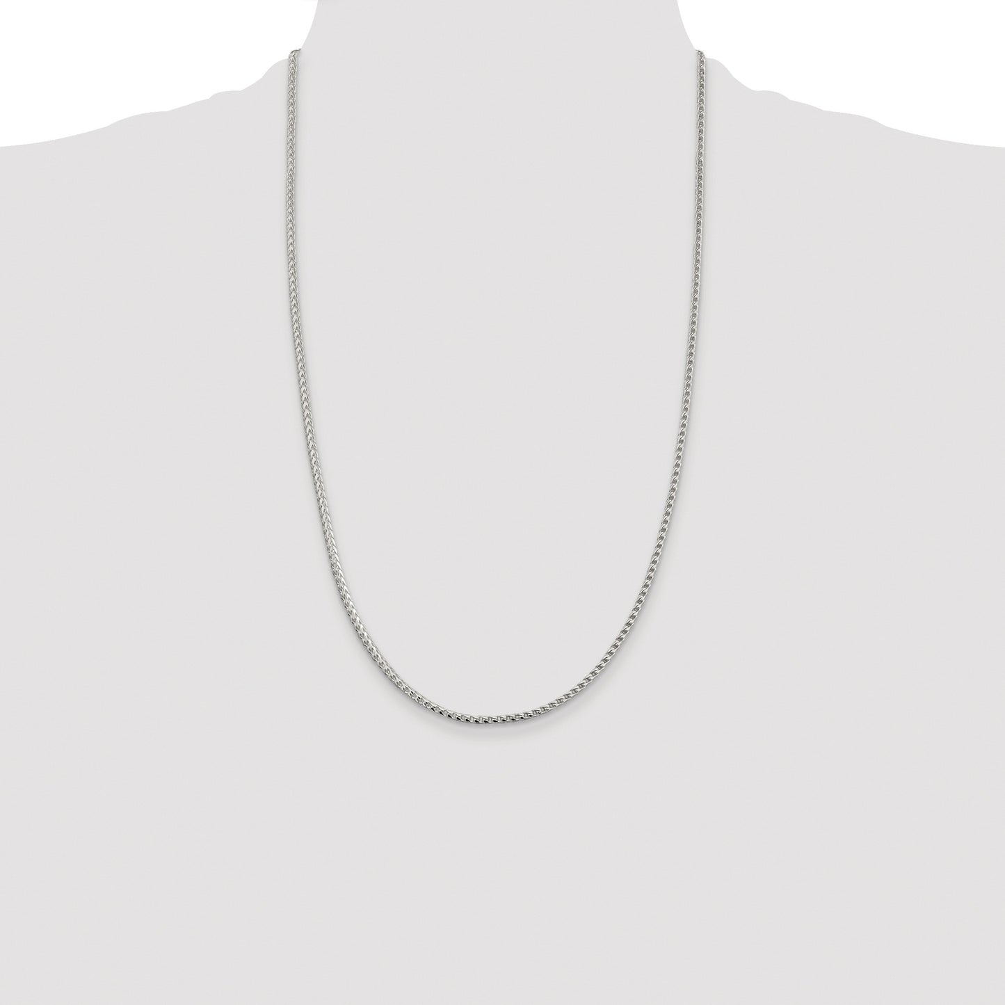 Sterling Silver Rhodium-plated 2.55mm D/C Square Franco Chain