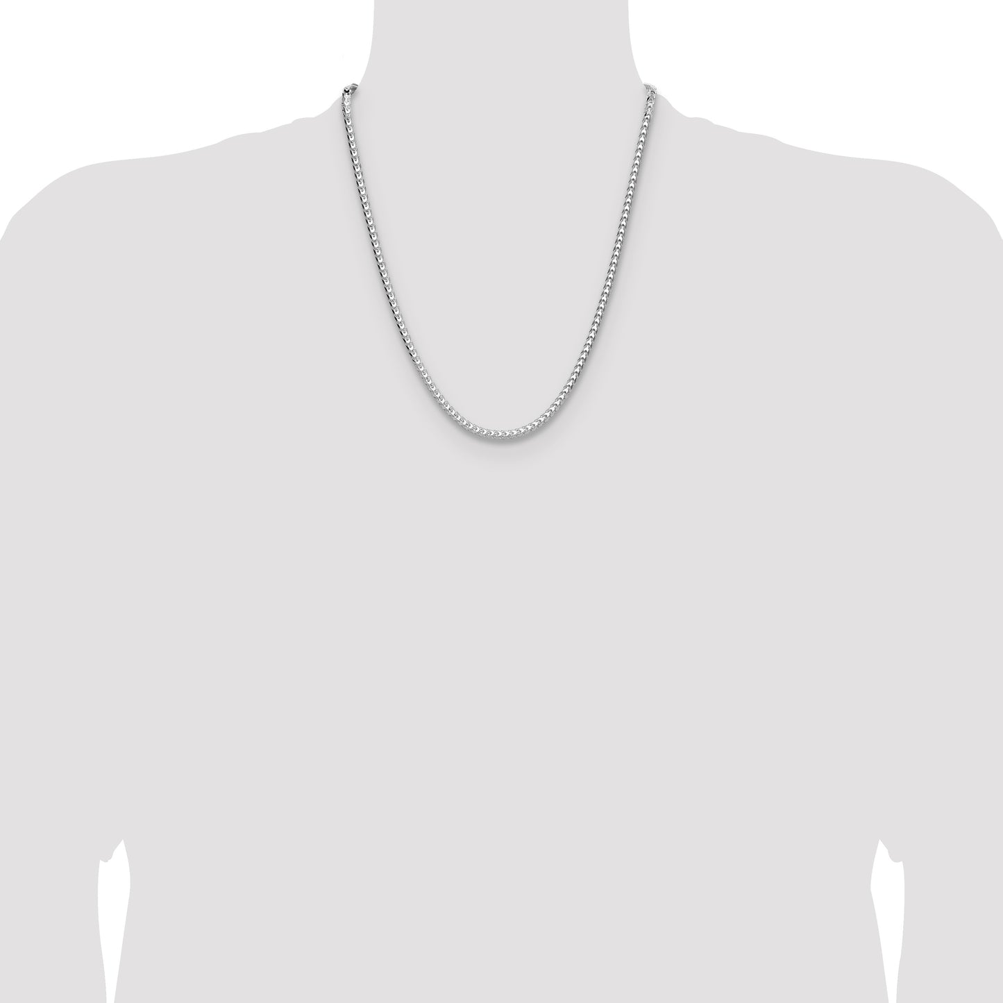 Sterling Silver Rhodium-plated 3.5.0mm D/C Square Franco Chain
