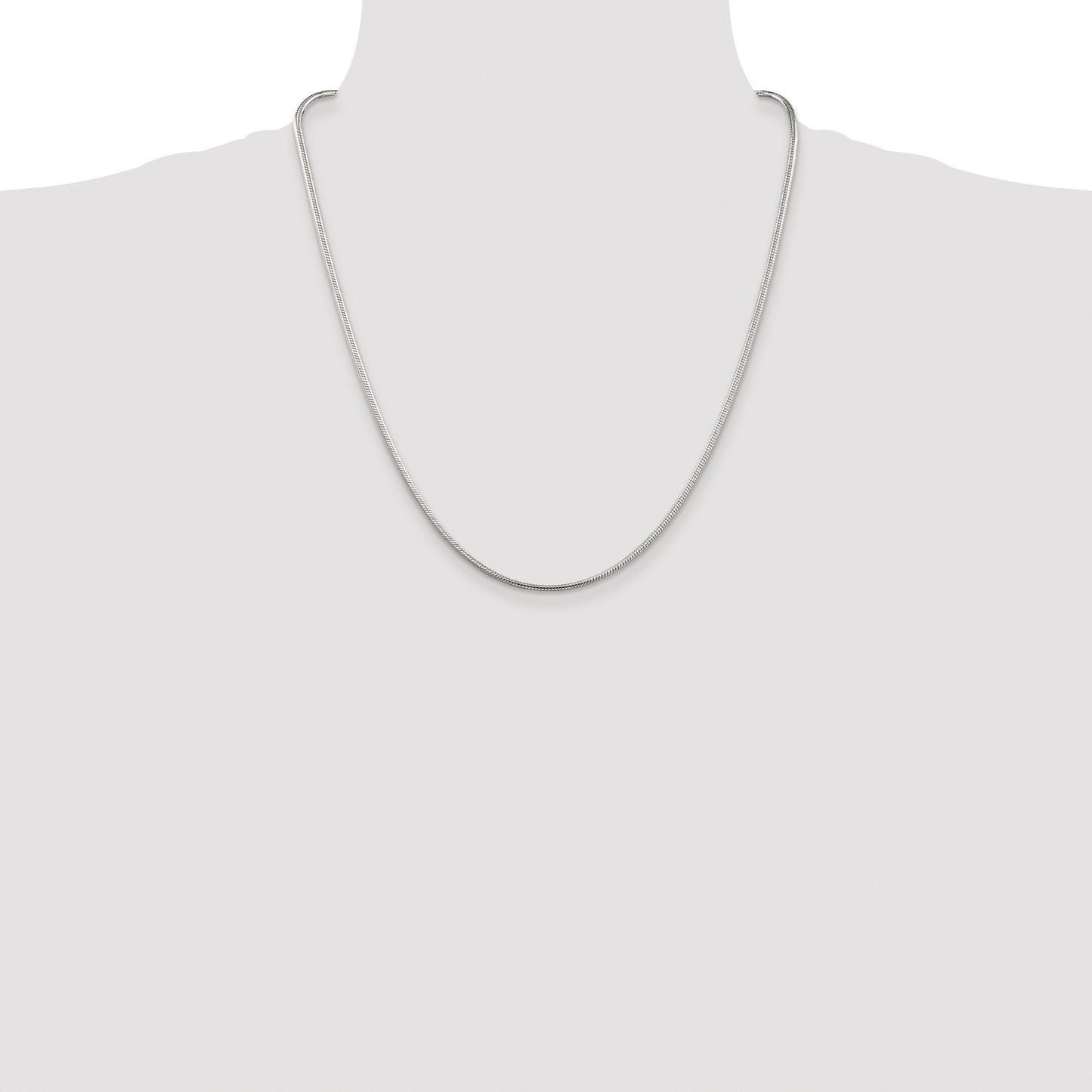 Sterling Silver Rhodium-plated 2mm Snake Chain