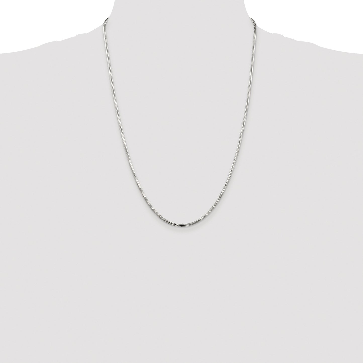 Sterling Silver Rhodium-plated 2mm Snake Chain