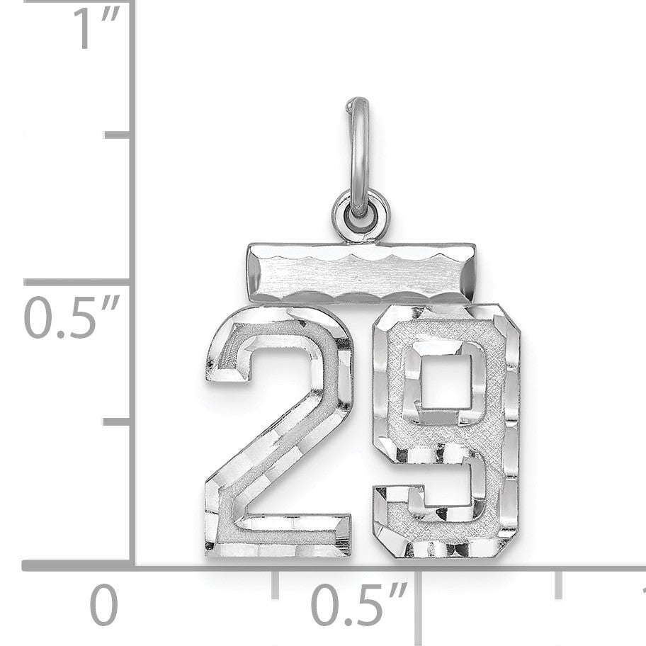 Sterling Silver Rhodium-plated Diamond-cut #29 Charm