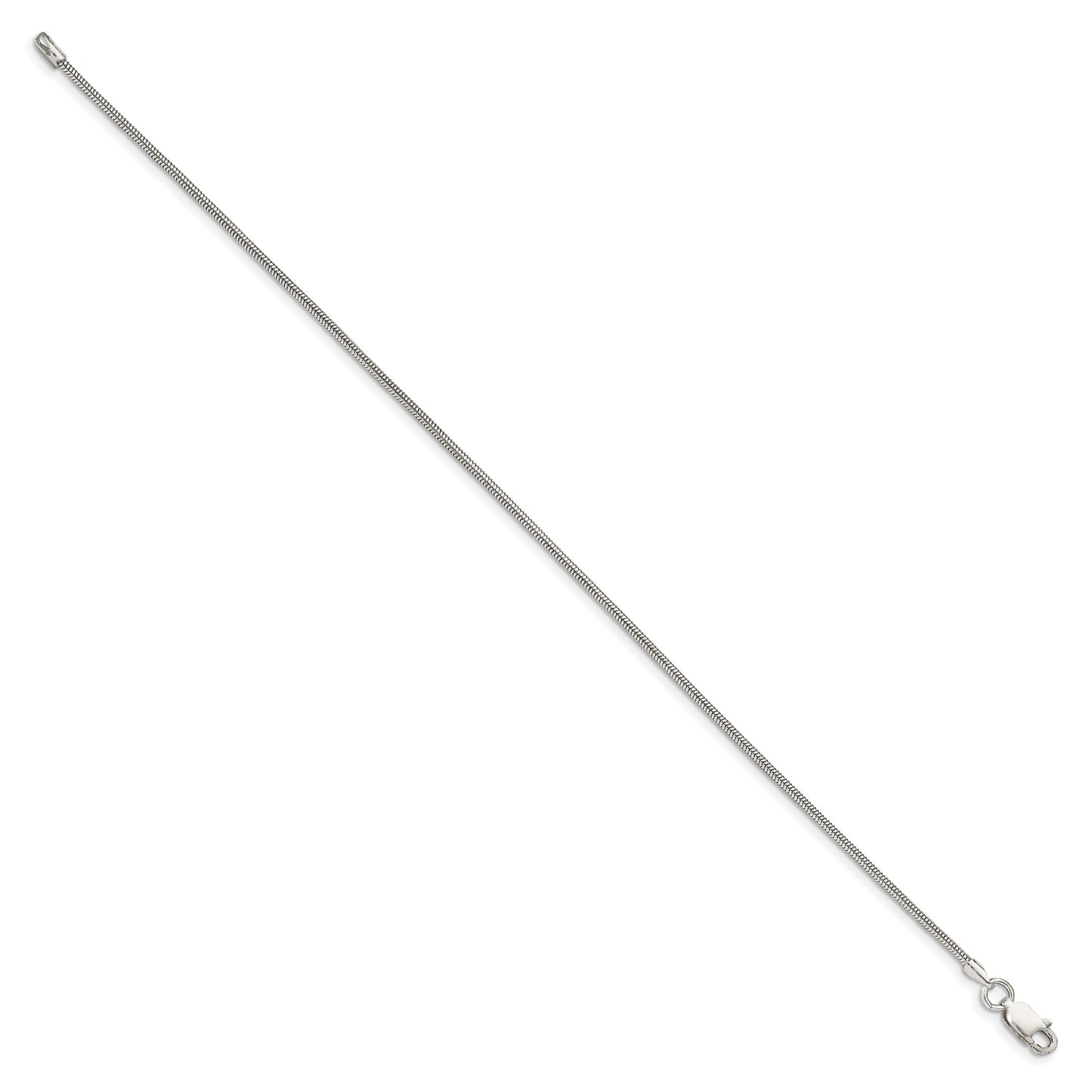 Sterling Silver 1.5mm Round Snake Chain Anklet