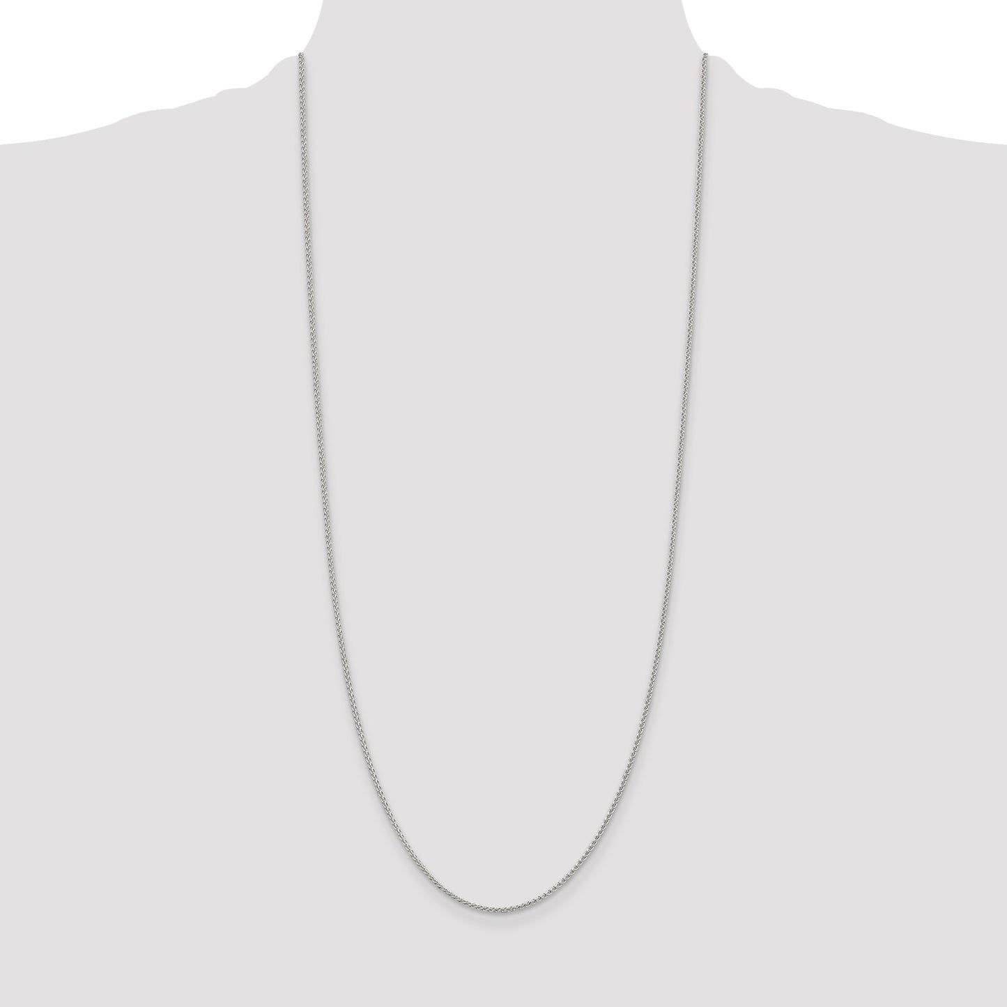 Sterling Silver Rhodium-plated 1.5mm Round Spiga Chain