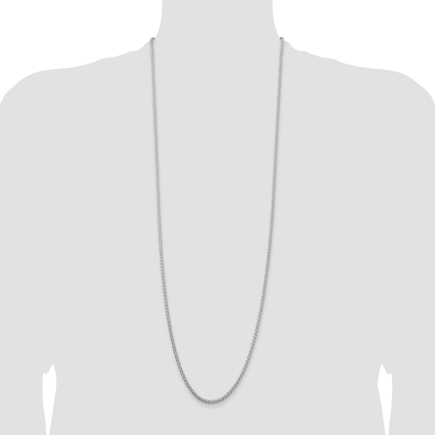 Sterling Silver Rhodium-plated 2.5mm Round Spiga Chain
